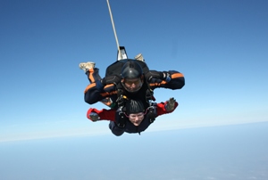 Activities Co-ordinator Dawn Hulley jumped out of a plane to raise money for residents